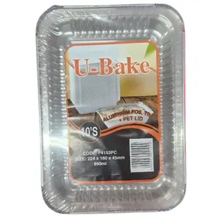 Aluminium Foil Tray + PET Lid 224 x 150 x 45mm (800ml)